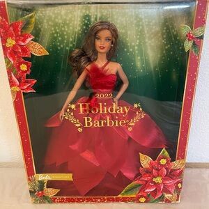 Barbie Holiday Doll in Red Satin Petal Gown